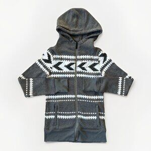 Volcom Aztec Full Zip Hooded Sweatshirt Women’s Size Small Grey/White Long